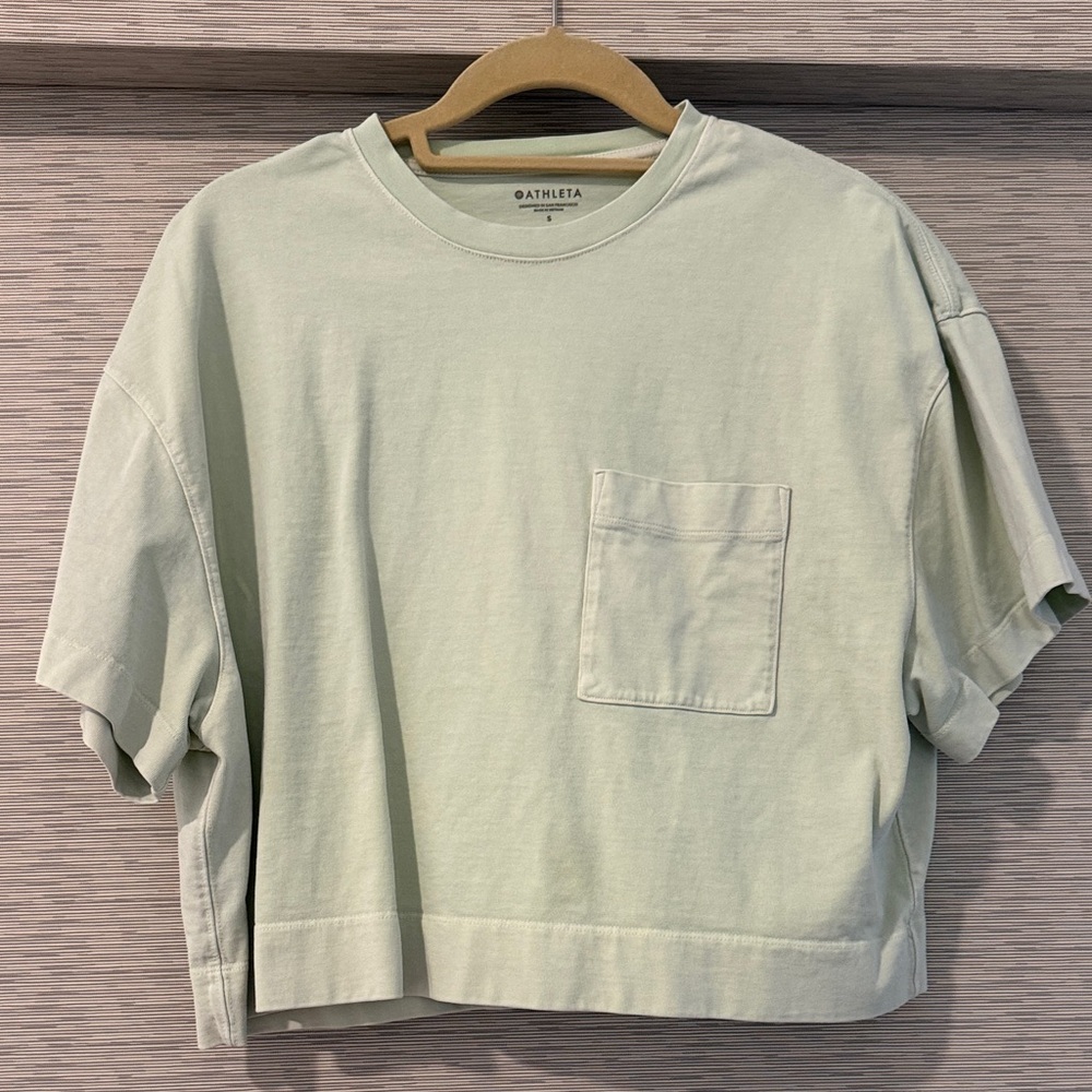 Athleta Pastel Mint Pocket Cropped Tee